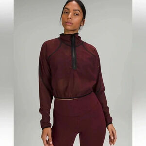 Lululemon burgandy mesh crop pullover